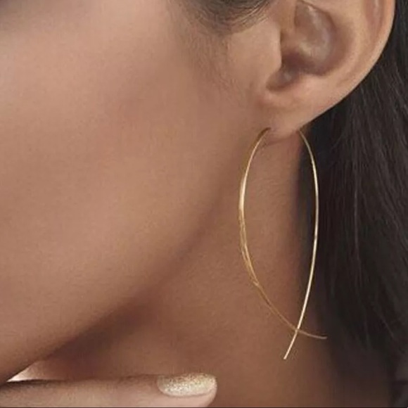 Pawsitively Posh Jewelry - {JADA} gold dainty linear Curved Earrings